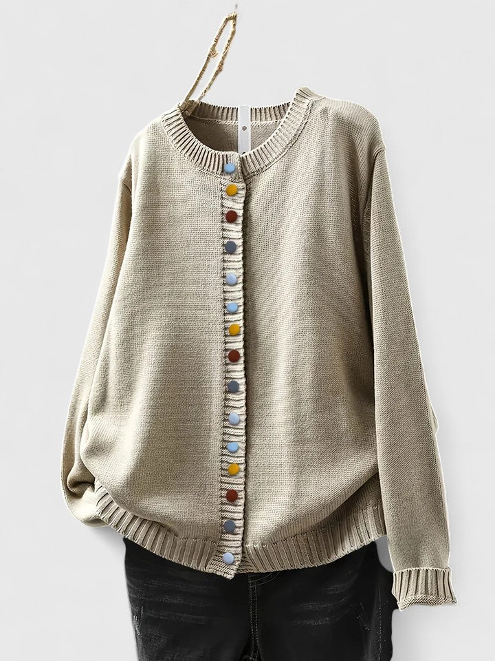 Annaloria | Decorative-Button Relaxed Fit Winter Cardigan