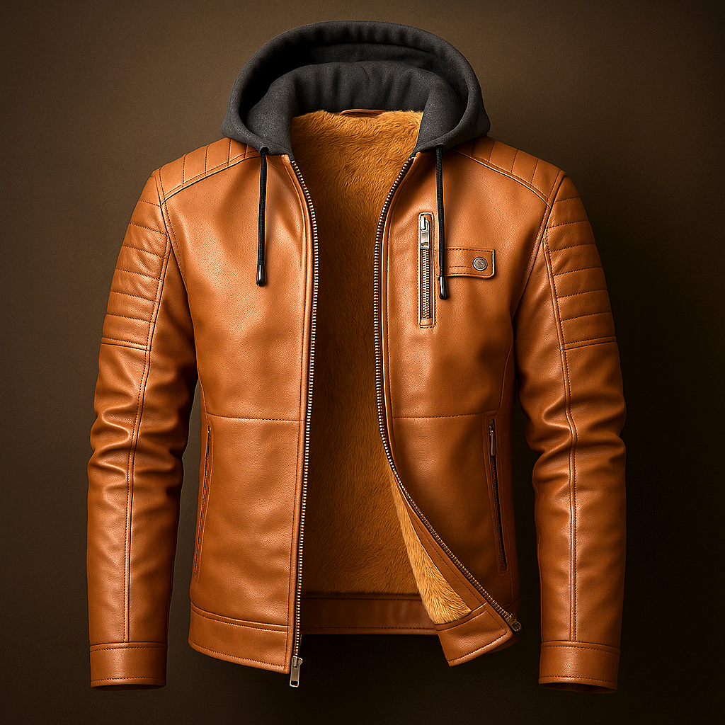 Crispin | Hooded Leather Jacket with Wool-Lined Interior