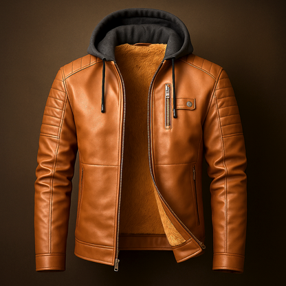 Crispin | Hooded Leather Jacket with Wool-Lined Interior