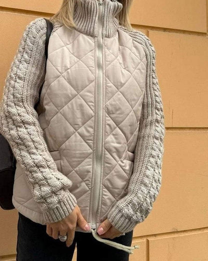 Carys | Winter Quilted Cable Knit Sleeves Puffer Jacket