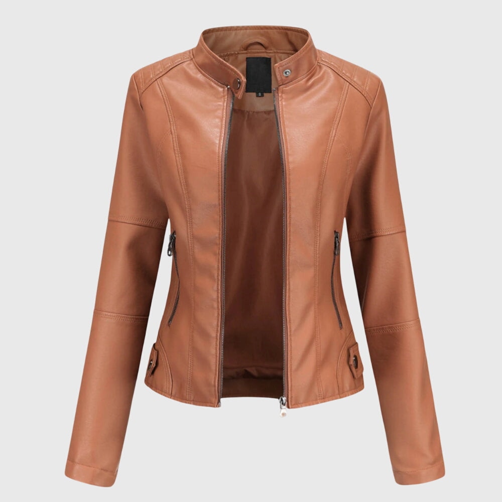 Serena | Elegant Fitted Leather Moto Jacket