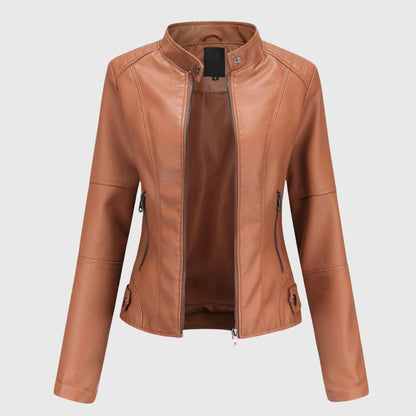 Serena | Elegant Fitted Leather Moto Jacket