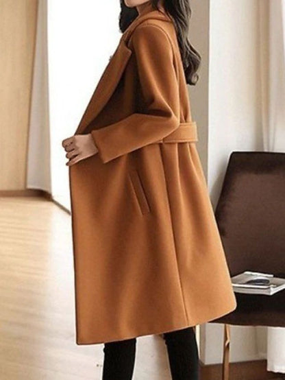 Avery | Belted Wool Blend Longline Trench Coat