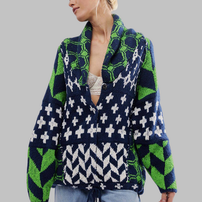 Evangelia | Button-Down Oversized Fit Elegant Cardigan