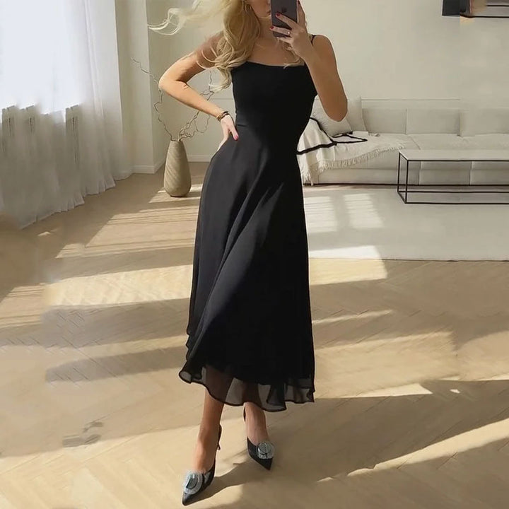 Imogen | Women's Elegant Square-Neck Midi Wedding Guest Dress