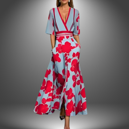 Cecily | Floral V-Neck Maxi Dress