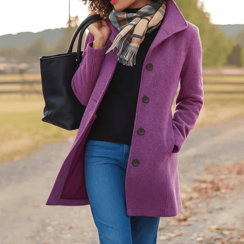 Briar | Hooded Single-Breasted Wool Coat with Side Pockets (Mid-Length)