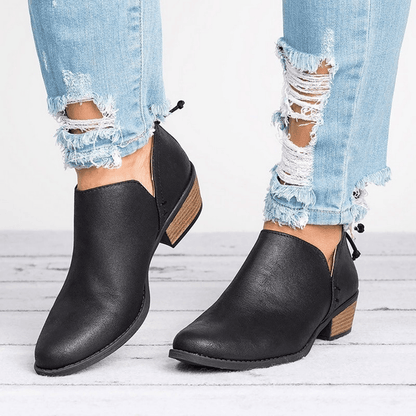 Marta | Cut-Out Slip-On Block Heel Ankle Boots