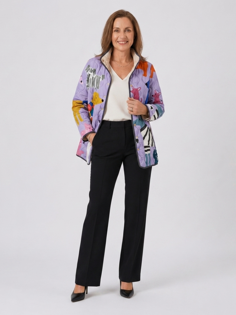 Gabriella | Dog Print Quilted Jacket