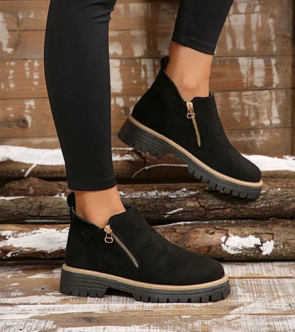 Aurelia | Platform Round Toe Side Zip Ankle Boots