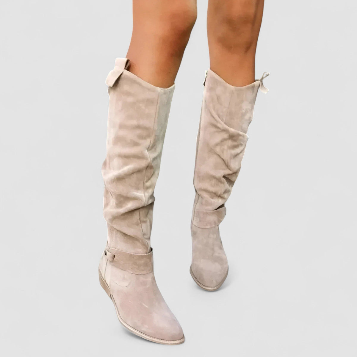 Emily | Suede Slouch Knee High Orthopedic Block Heel Boots