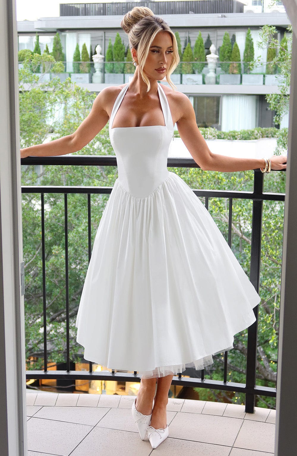Cecilia | Women's Halter Midi Wedding Guest Dress