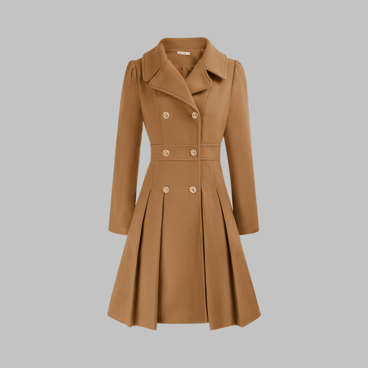 Marlow | Double-Breasted Fit and Flare Pleated Winter Coat