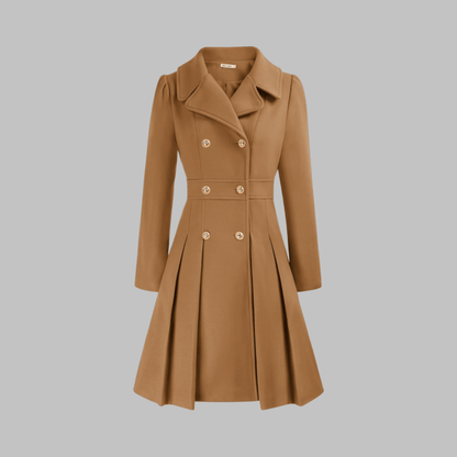 Marlow | Double-Breasted Fit and Flare Pleated Winter Coat