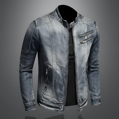 Ivo | Biker-Style Denim Jacket with Studs and Buckles