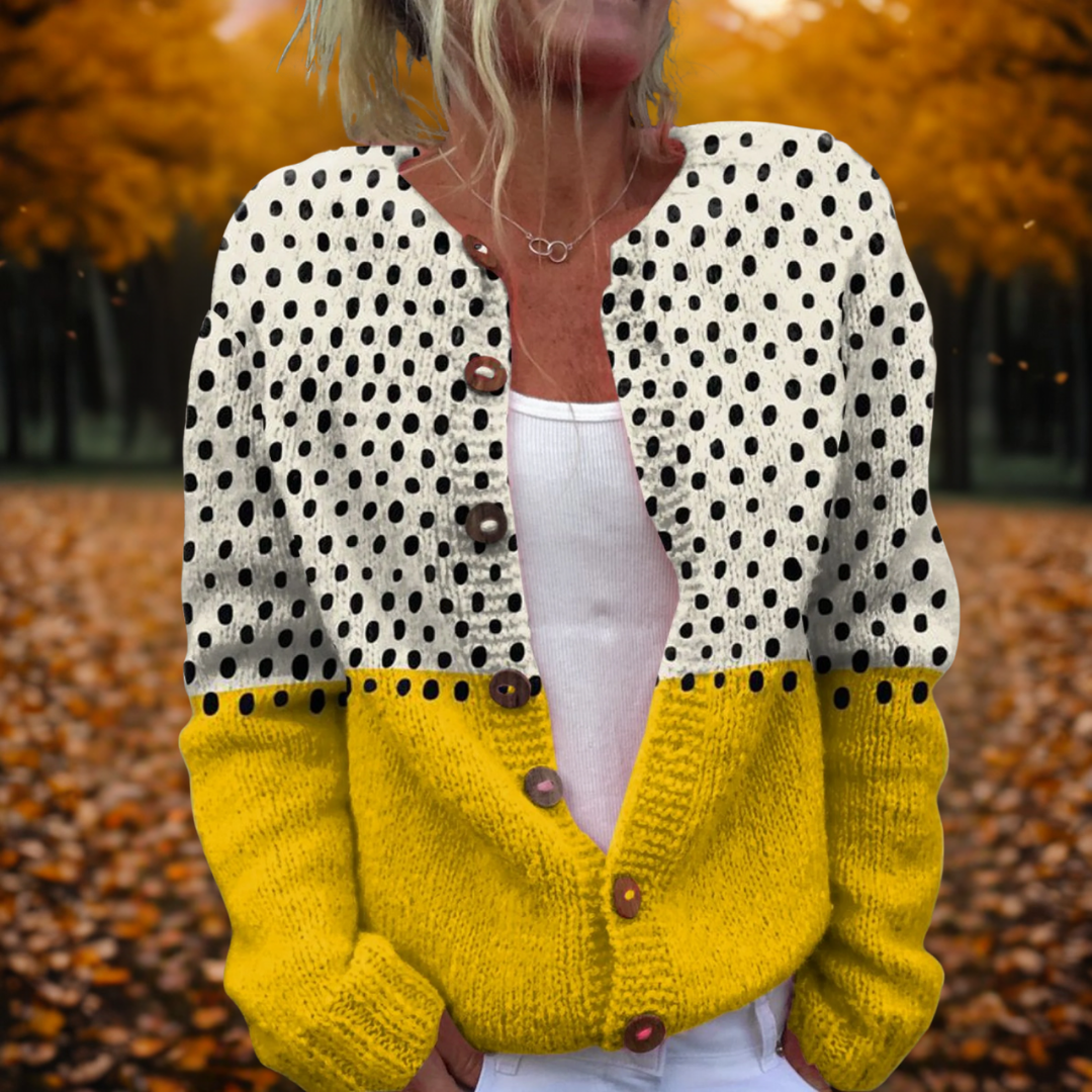 Adeline | Polka Dot Open-Front Cosy Winter Cardigan