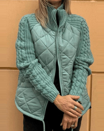 Carys | Winter Quilted Cable Knit Sleeves Puffer Jacket
