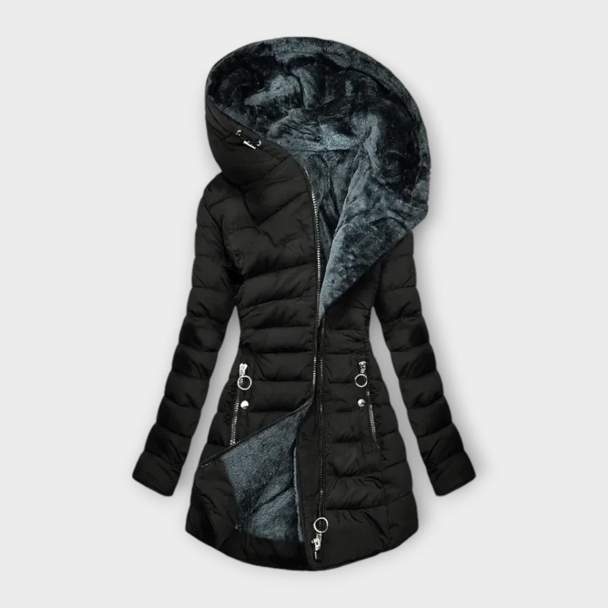 Isla | Quilted Puffer Jacket with Faux Fur Hood