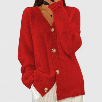 Solenyahh | V-Neck Button Closure Winter Cardigan