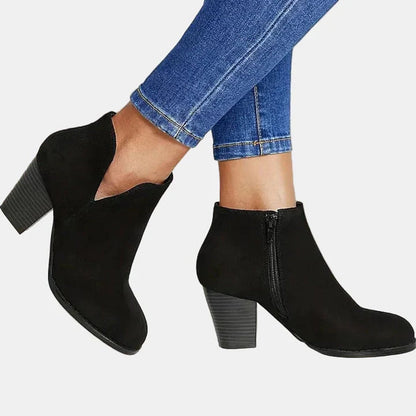 Tina | Suede Cut Out Block Heel Ankle Boots