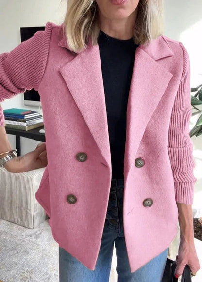 Marin | Double-Breasted Blazer Coat with Knit Sleeves