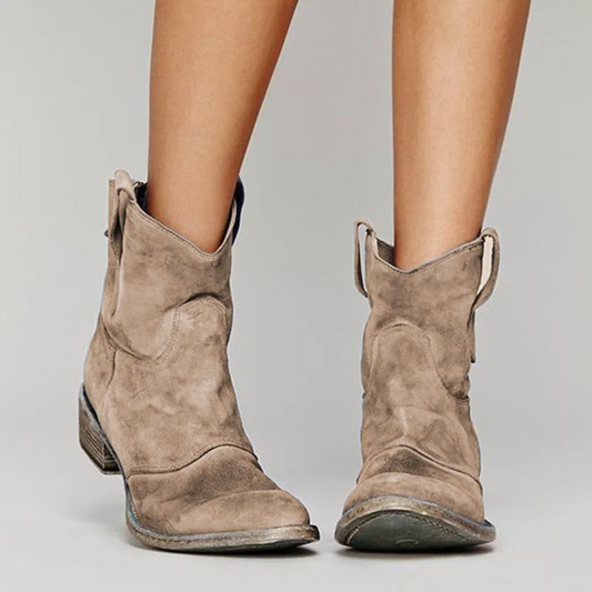Daisy | Suede Western Cowboy Block Heel Ankle Boots