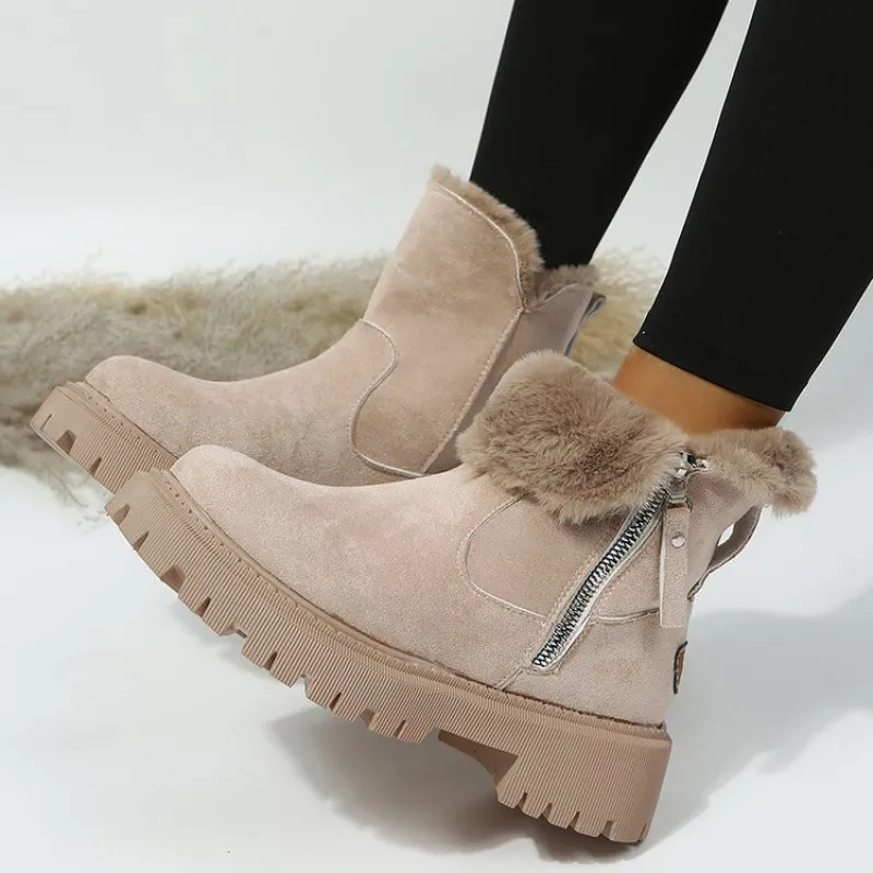 Lindsay | Suede Faux Fur Platform Orthopaedic Ankle Boots