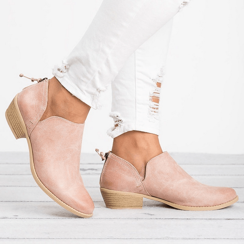 Marta | Cut-Out Slip-On Block Heel Ankle Boots