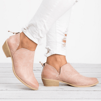 Marta | Cut-Out Slip-On Block Heel Ankle Boots