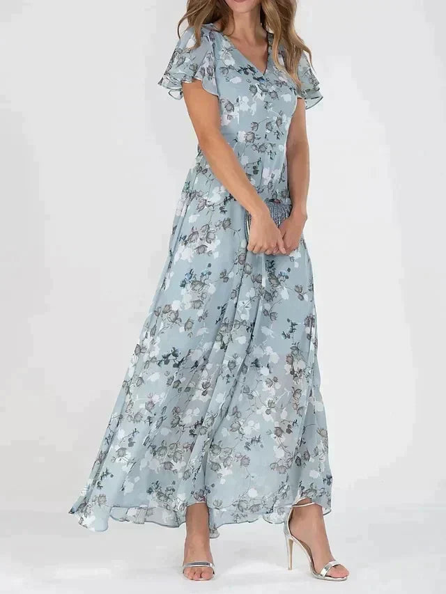 Scarlett | Floral V-Neck Tailored Fit Maxi Dress