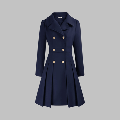 Marlow | Double-Breasted Fit and Flare Pleated Winter Coat