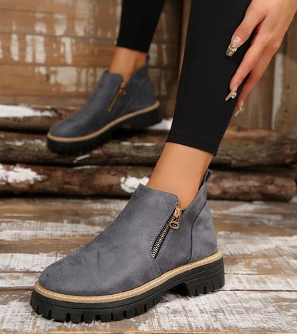 Aurelia | Platform Round Toe Side Zip Ankle Boots