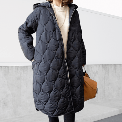 Elara | Oversized Quilted Hooded Longline Parka Coat