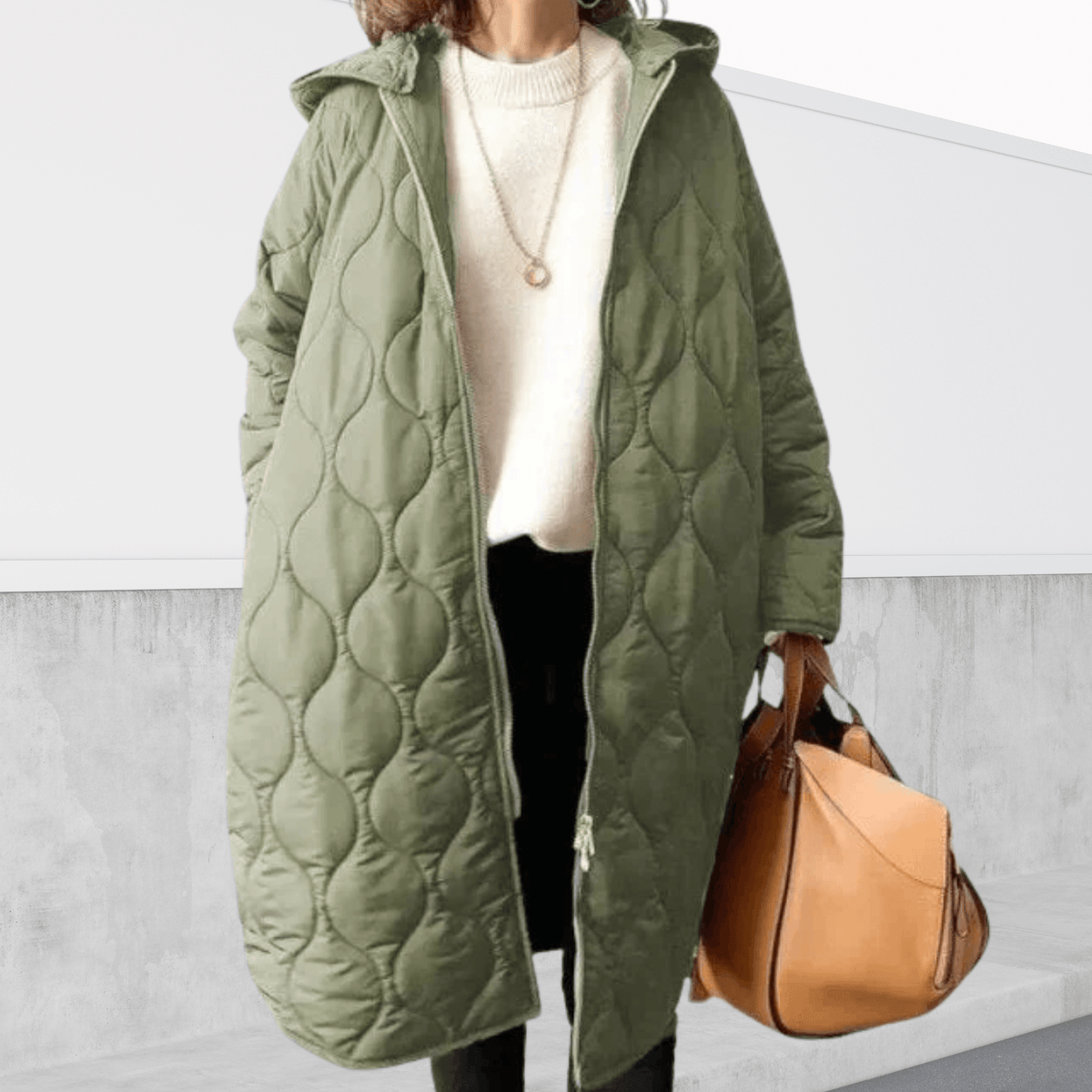Elara | Oversized Quilted Hooded Longline Parka Coat