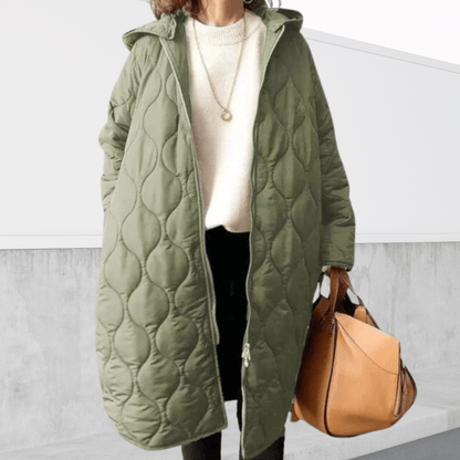 Elara | Oversized Quilted Hooded Longline Parka Coat