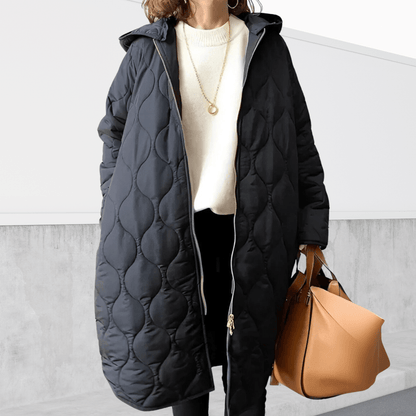 Elara | Oversized Quilted Hooded Longline Parka Coat
