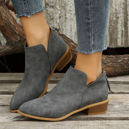 Larkin | Cut-Out Block Heel Pointed Chelsea Boots