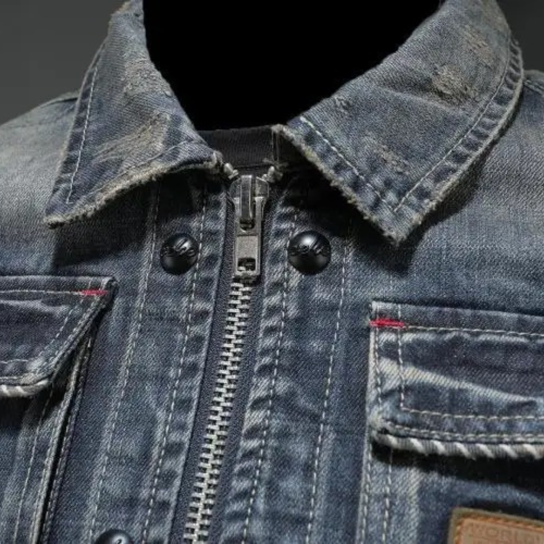 Euan | Classic Blue Denim Jacket with Chest Pockets