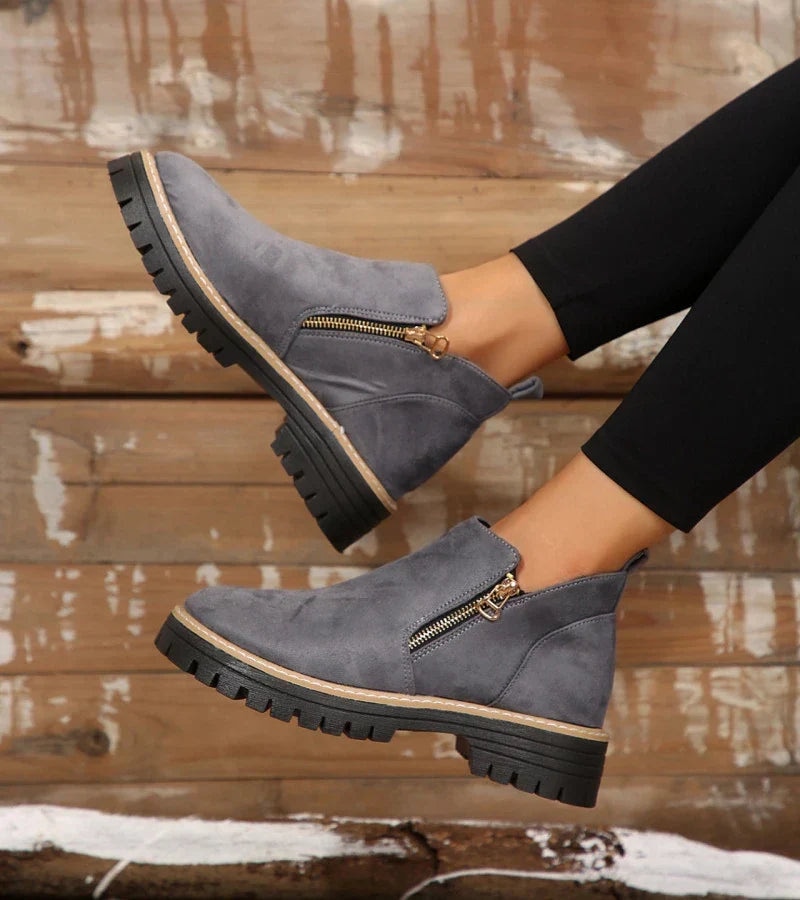 Aurelia | Platform Round Toe Side Zip Ankle Boots