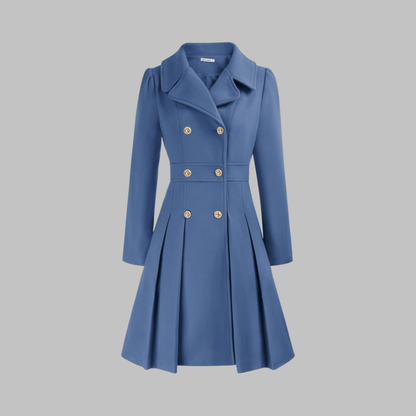 Marlow | Double-Breasted Fit and Flare Pleated Winter Coat