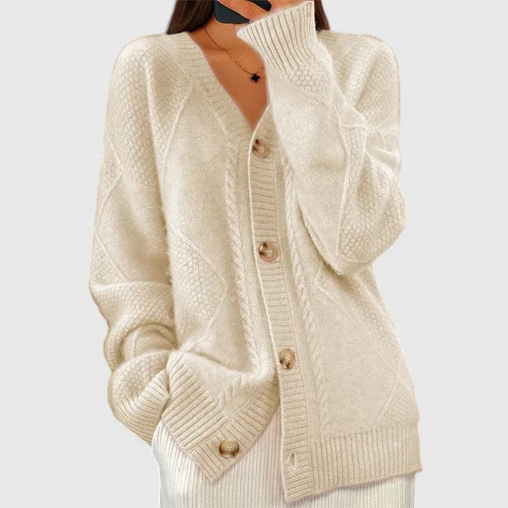 Solenyahh | V-Neck Button Closure Winter Cardigan