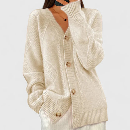 Solenyahh | V-Neck Button Closure Winter Cardigan
