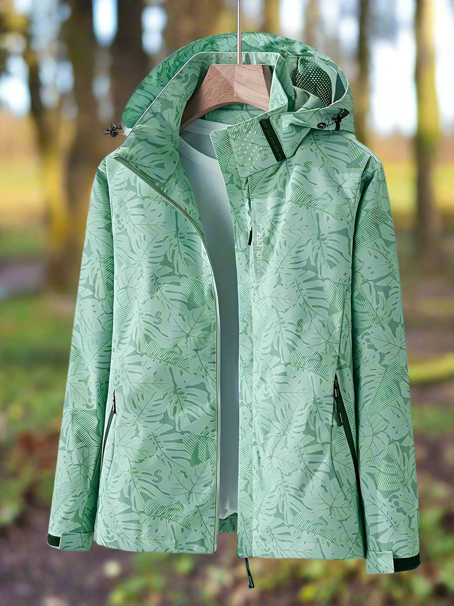 Bramley | Leaf Print Waterproof Hooded Lightweight Rain Jacket