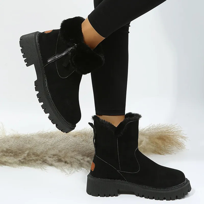 Lindsay | Suede Faux Fur Platform Orthopaedic Ankle Boots