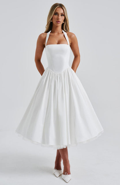 Cecilia | Women's Halter Midi Wedding Guest Dress