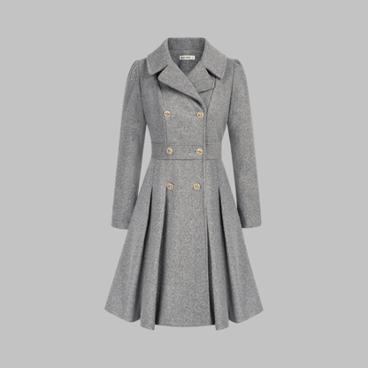 Marlow | Double-Breasted Fit and Flare Pleated Winter Coat