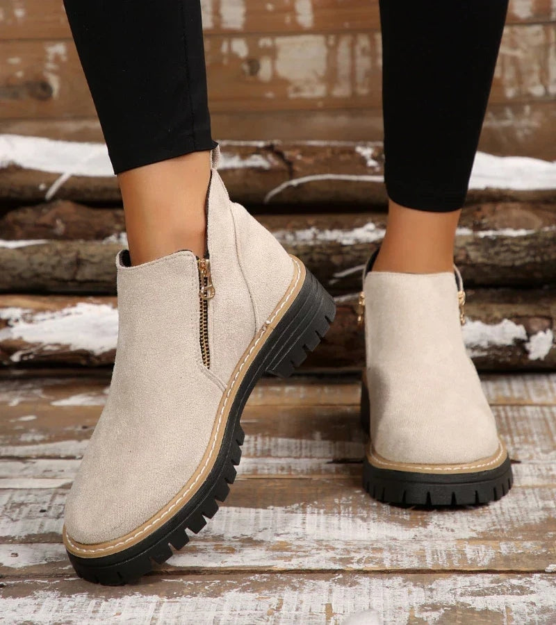 Aurelia | Platform Round Toe Side Zip Ankle Boots