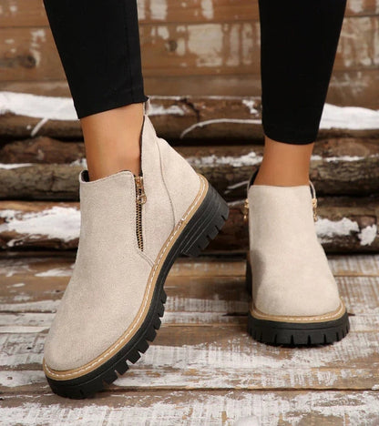 Aurelia | Platform Round Toe Side Zip Ankle Boots