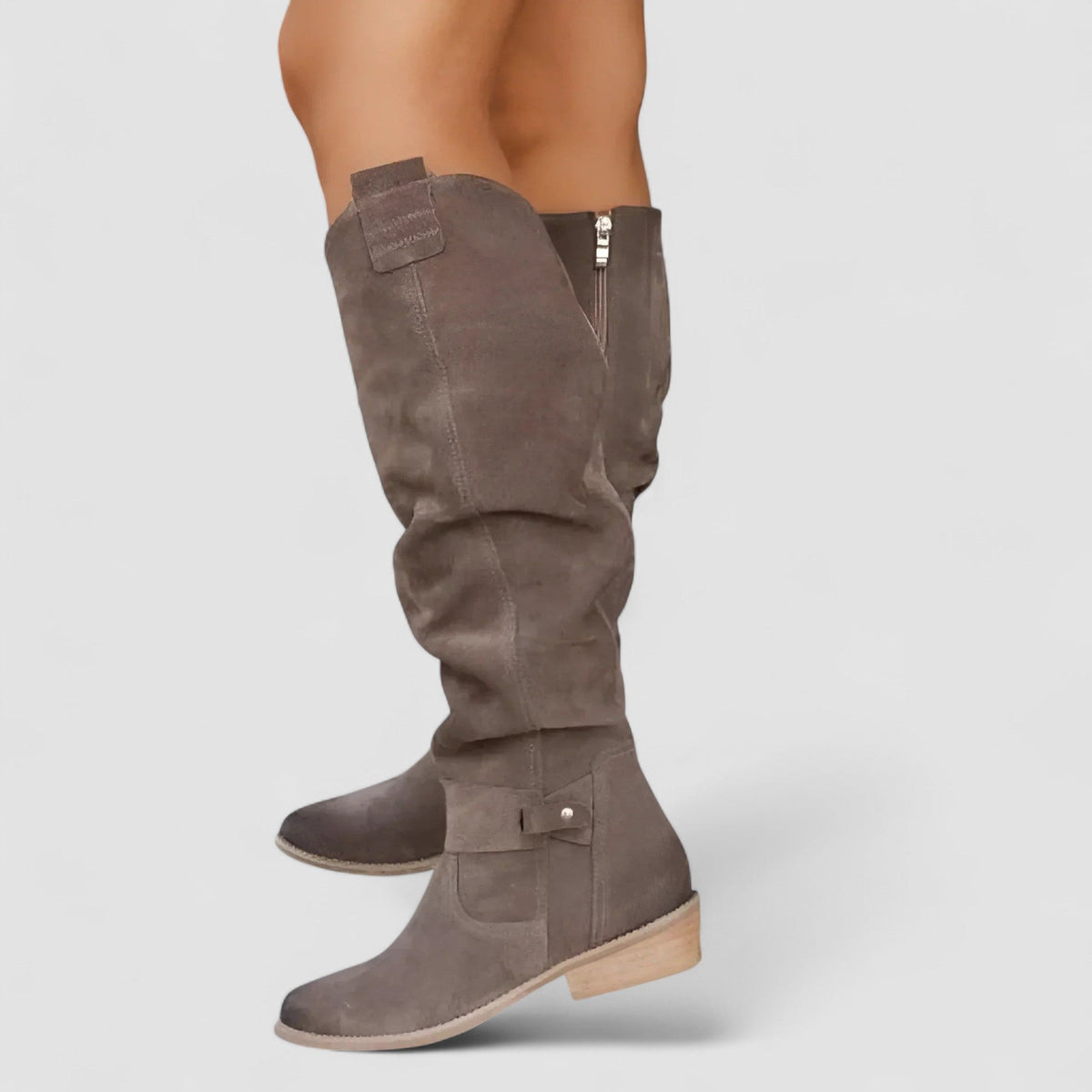 Emily | Suede Slouch Knee High Orthopedic Block Heel Boots