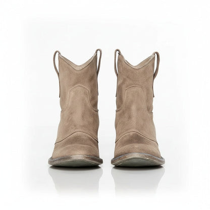 Mia | Suede Western Cowboy Block Heel Ankle Boots